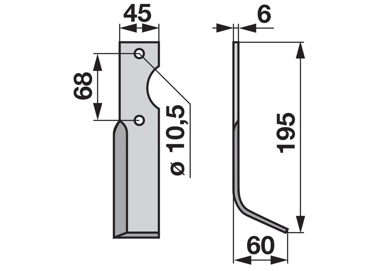 Winkelmesser rechts Breite 60 mm GartenShop24