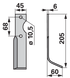 Bogenmesser rechts Benassi 37424 – Detailansicht Lochabstand 68 mm und Stärke 6 mm