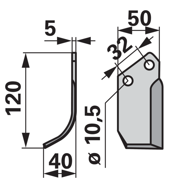 Bogenmesser links anstelle von Comeb 158002 GartenShop24 - Hochwertige Gartengeräte