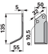 Bogenmesser links Comeb 158007 – Detailansicht Lochabstand 32 mm und Stärke 5 mm