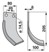 Bogenmesser rechts 205 mm – Detailansicht Lochabstand 45 mm und Lochdurchmesser 14,5 mm