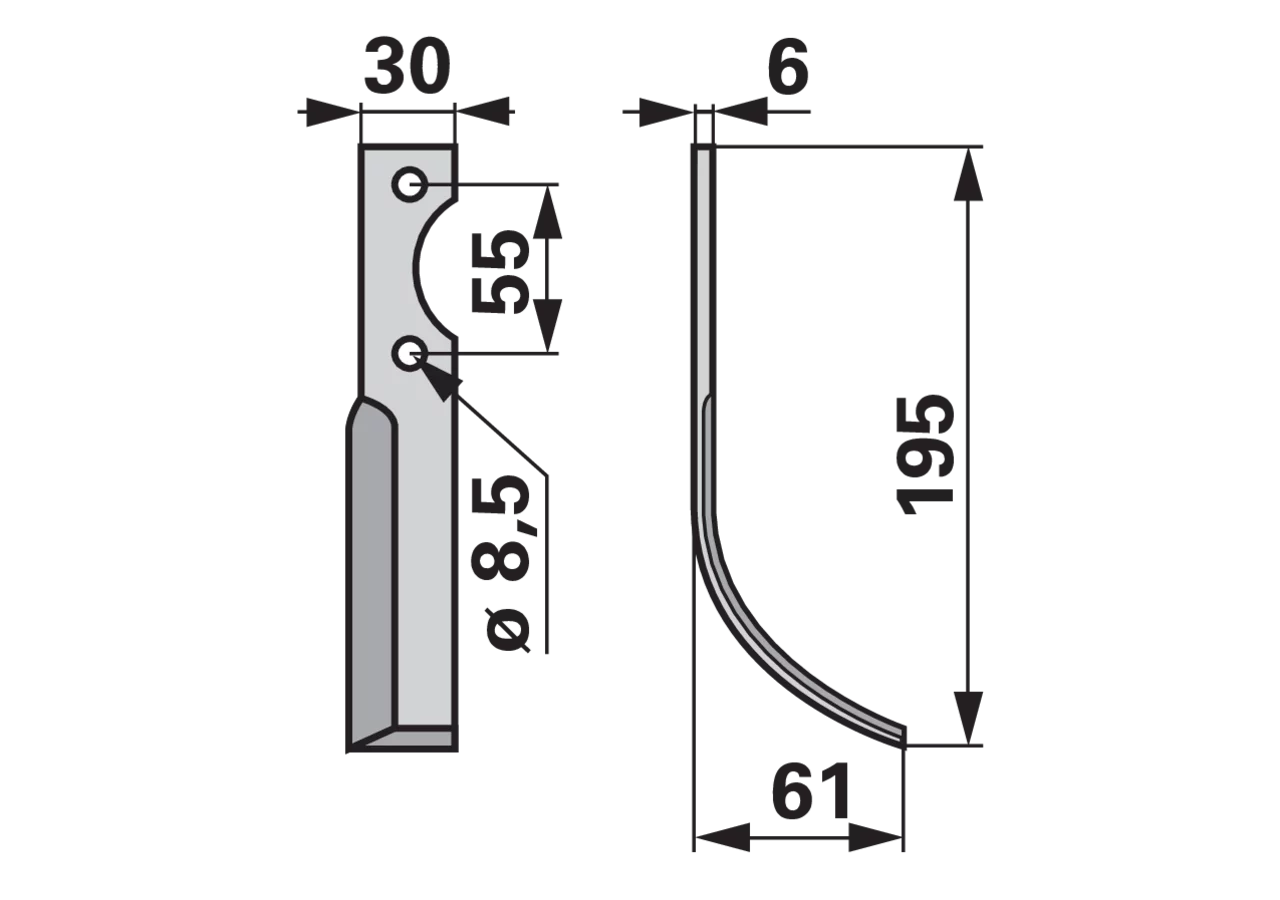 Bogenmesser rechts anstelle von Bcs B580.59275.0 GartenShop24 - Hochwertige Gartengeräte