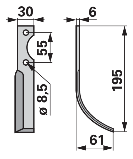 Bogenmesser rechts anstelle von Bcs B580.59275.0 GartenShop24 - Hochwertige Gartengeräte