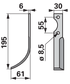 Bogenmesser links BCS B580.59276.0 – Detailansicht Lochabstand 55 mm und Stärke 6 mm