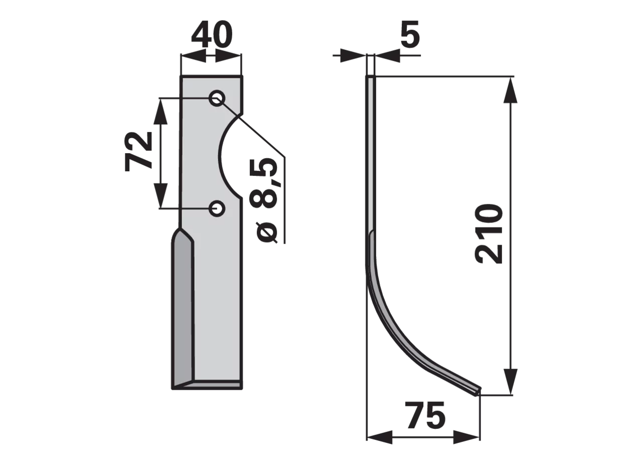 Bogenmesser rechts anstelle von Hako 90-05836-3 GartenShop24 - Hochwertige Gartengeräte