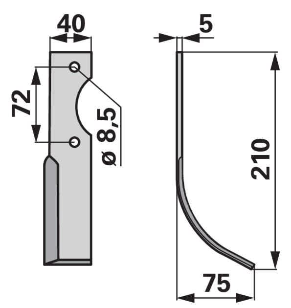 Bogenmesser rechts anstelle von Hako 90-05836-3 GartenShop24 - Hochwertige Gartengeräte