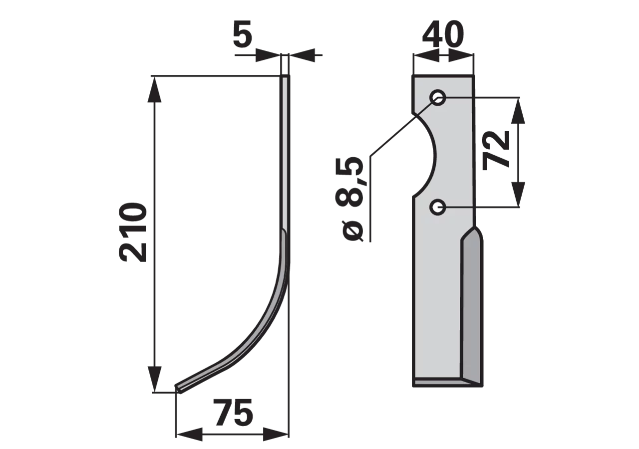 Bogenmesser links anstelle von Hako 90-05837-1 GartenShop24 - Hochwertige Gartengeräte