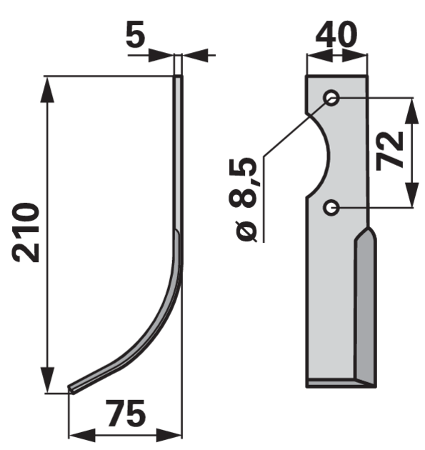 Bogenmesser links anstelle von Hako 90-05837-1 GartenShop24 - Hochwertige Gartengeräte