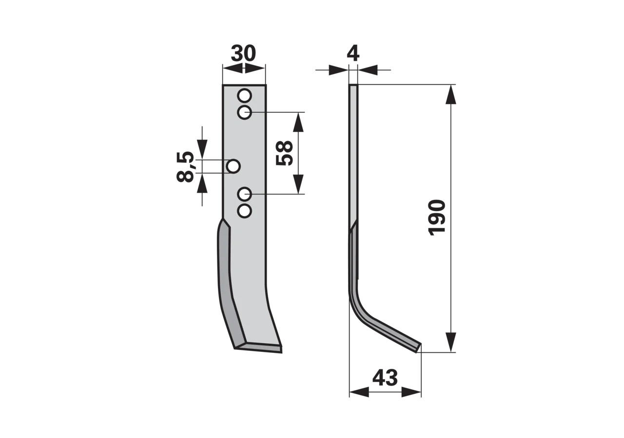 Bogenmesser rechts Breite 43 mm GartenShop24