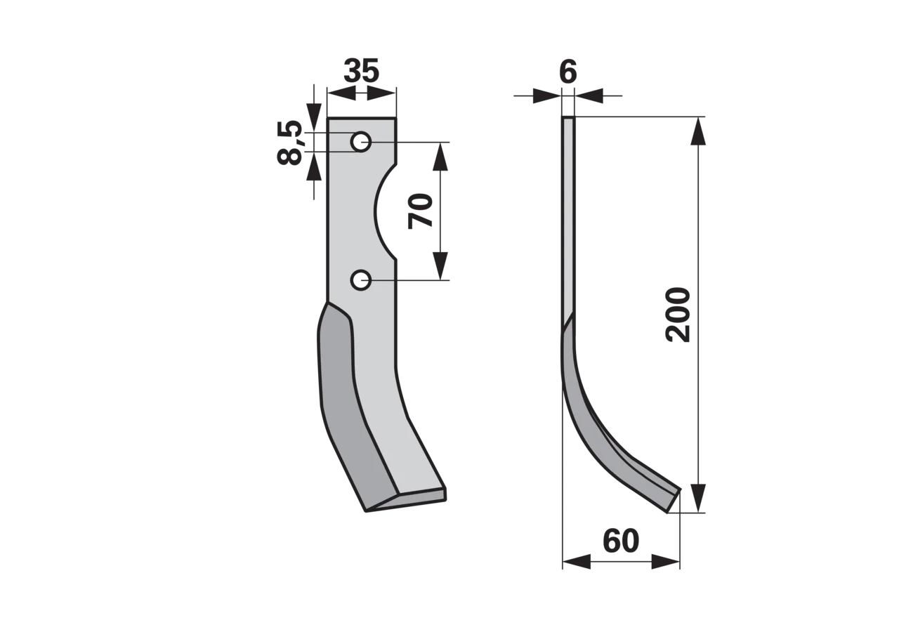 Bogenmesser rechts Höhe 200 mm GartenShop24