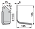 Winkelmesser rechts Howard 9901 Ersatz – Detailansicht Lochabstand 57 mm und Lochdurchmesser 11,5 mm