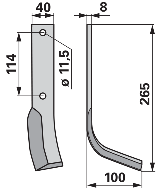 Bogenmesser rechts anstelle von Howard 9942 GartenShop24 - Hochwertige Gartengeräte