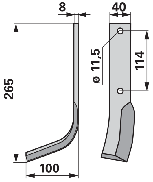 Bogenmesser links anstelle von Howard 9941 GartenShop24 - Hochwertige Gartengeräte