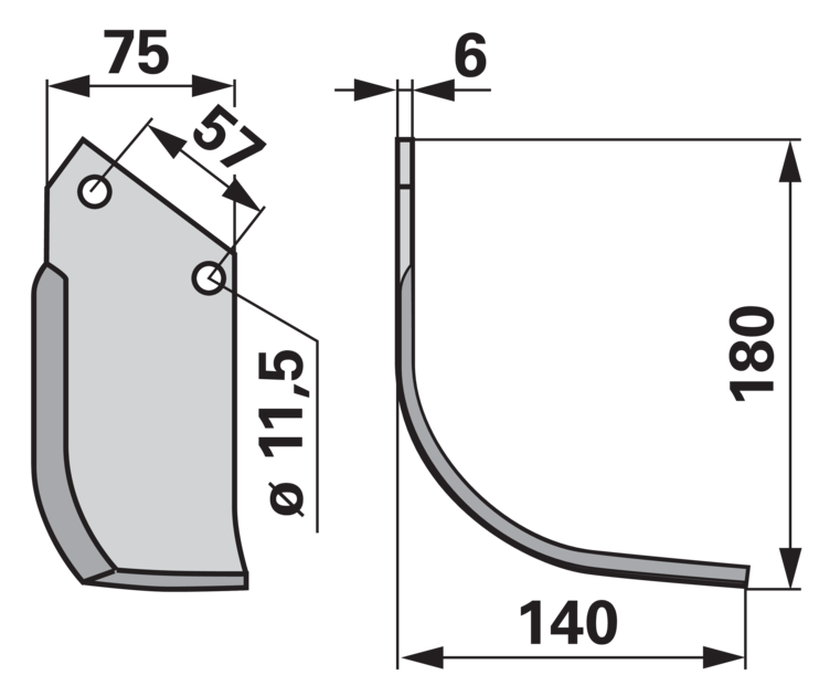 Bogenmesser rechts anstelle von Howard 9954 GartenShop24 - Hochwertige Gartengeräte