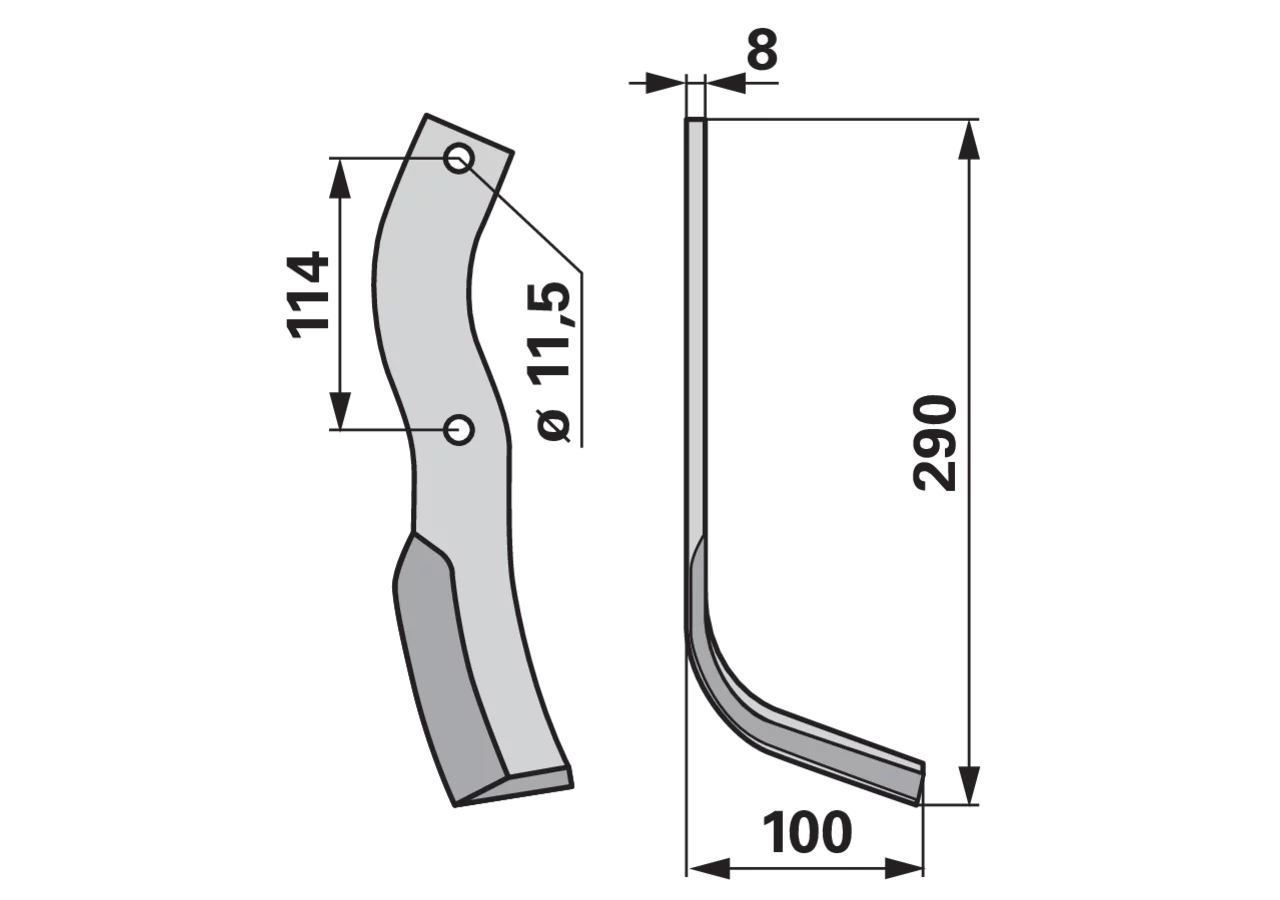 Bogenmesser rechts Howard 626094, Stahlausführung, 290×100 mm, Stärke 8 mm