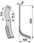 Bogenmesser rechts Howard 626094 – Detailansicht Bohrungen, Lochabstand 114 mm