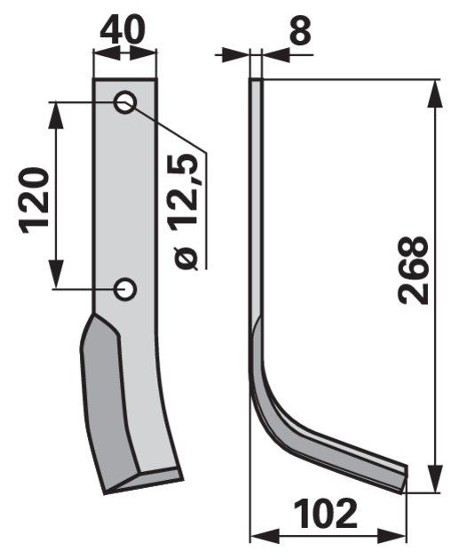 Bogenmesser rechts anstelle von Krone 034020.0 GartenShop24 - Hochwertige Gartengeräte
