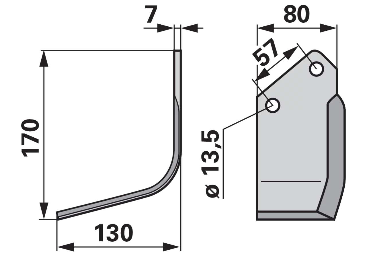 Winkelmesser links Ersatz Kuhn 52227610 – Breite 130 mm, Höhe 170 mm, Stärke 7 mm