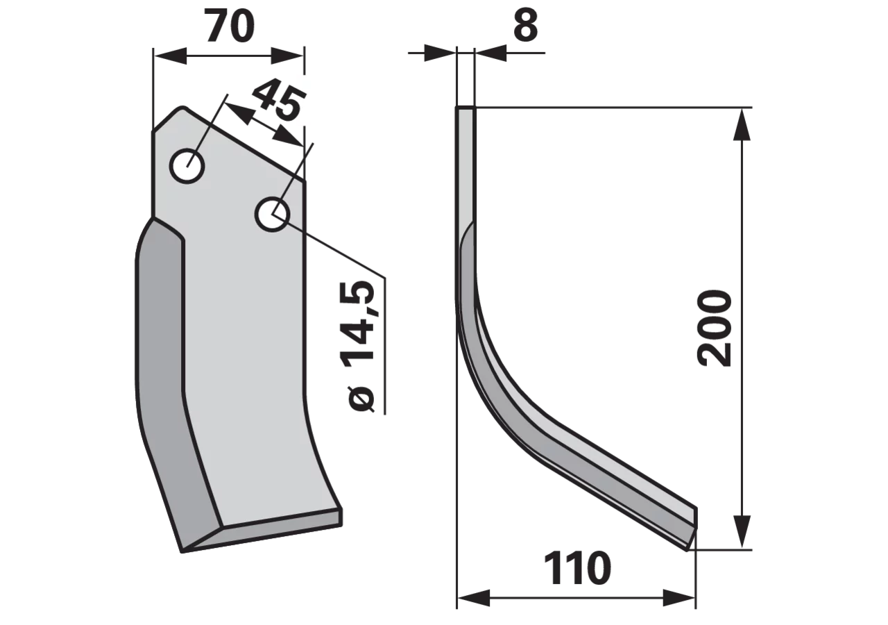 Bogenmesser rechts anstelle von Kverneland 0100077 GartenShop24 - Hochwertige Gartengeräte