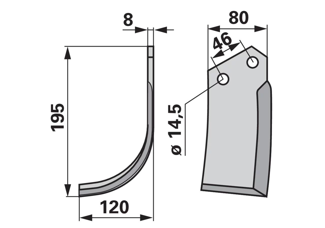 Bogenmesser links anstelle von Kverneland 0500078 GartenShop24 - Hochwertige Gartengeräte