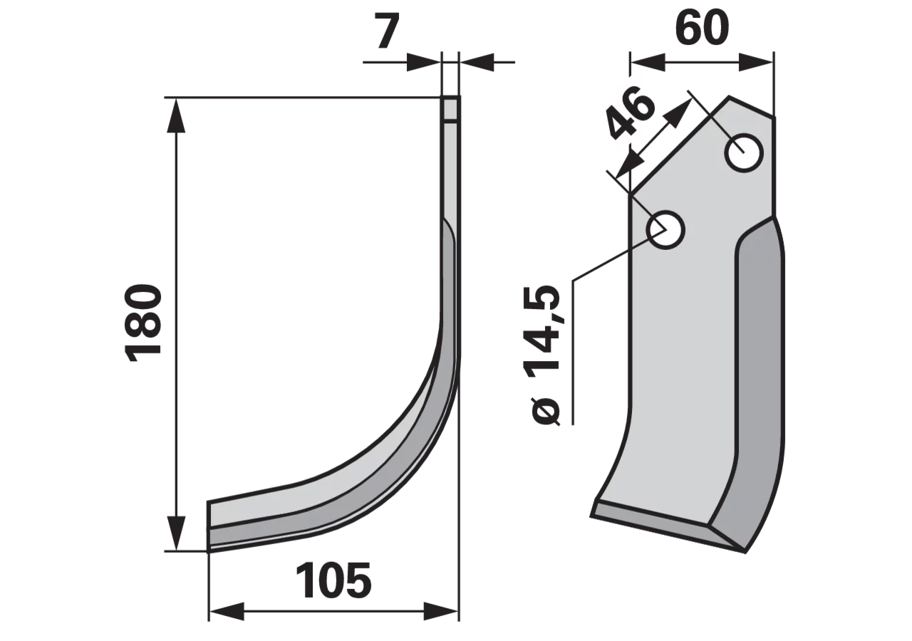 Bogenmesser links anstelle von Kverneland 1300078 GartenShop24 - Hochwertige Gartengeräte