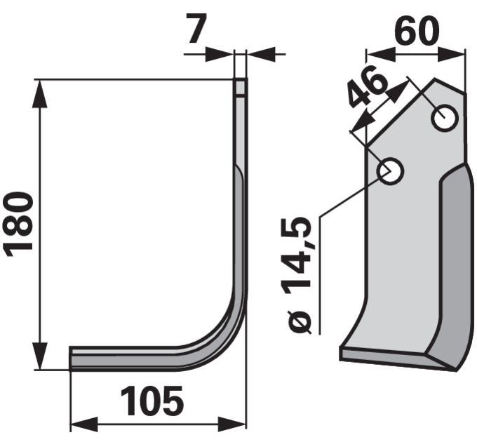 Winkelmesser links anstelle von Kverneland 1300080 GartenShop24 - Hochwertige Gartengeräte
