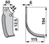 Bogenmesser rechts Maschio 19100417 – Detailansicht Lochabstand 44 mm und Stärke 6 mm