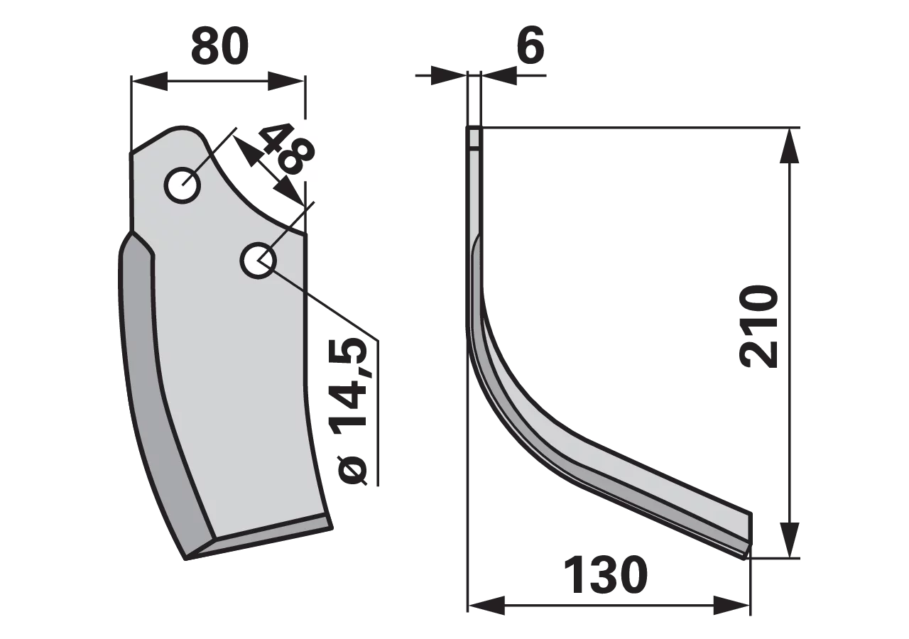 Bogenmesser rechts anstelle von Maschio 29100405 Breite 130 mm GartenShop24 - Hochwertige Gartengeräte