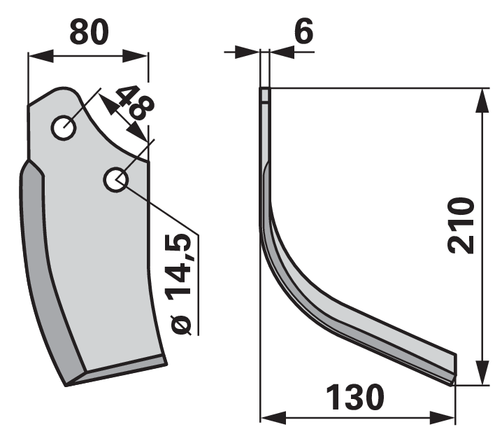 Bogenmesser rechts anstelle von Maschio 29100405 Breite 130 mm GartenShop24 - Hochwertige Gartengeräte