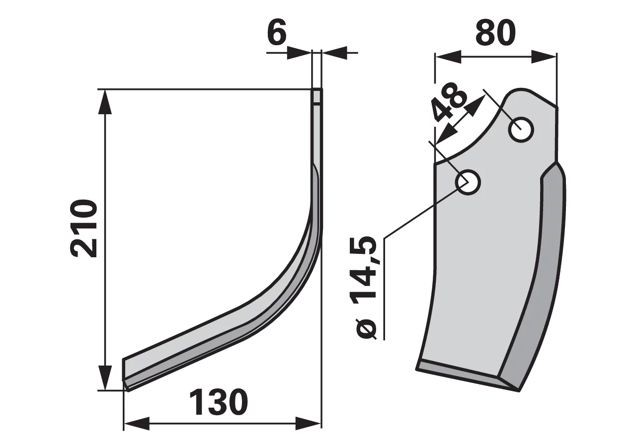 Bogenmesser links anstelle von Maschio 29100406 Breite 130 mm GartenShop24 - Hochwertige Gartengeräte