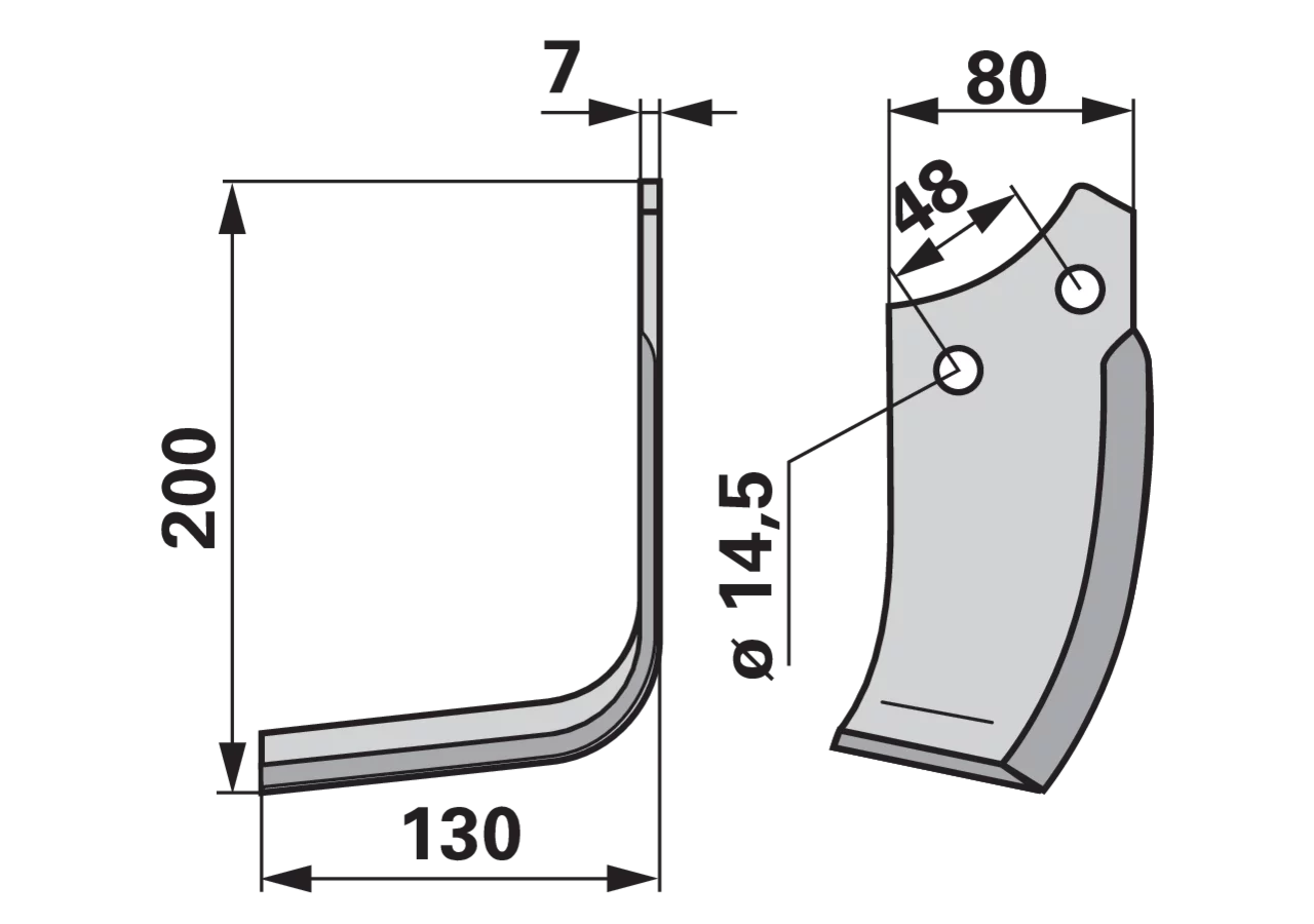Winkelmesser links Maschio 29100408 – Ersatzmesser für Bodenfräsen, 130×200 mm