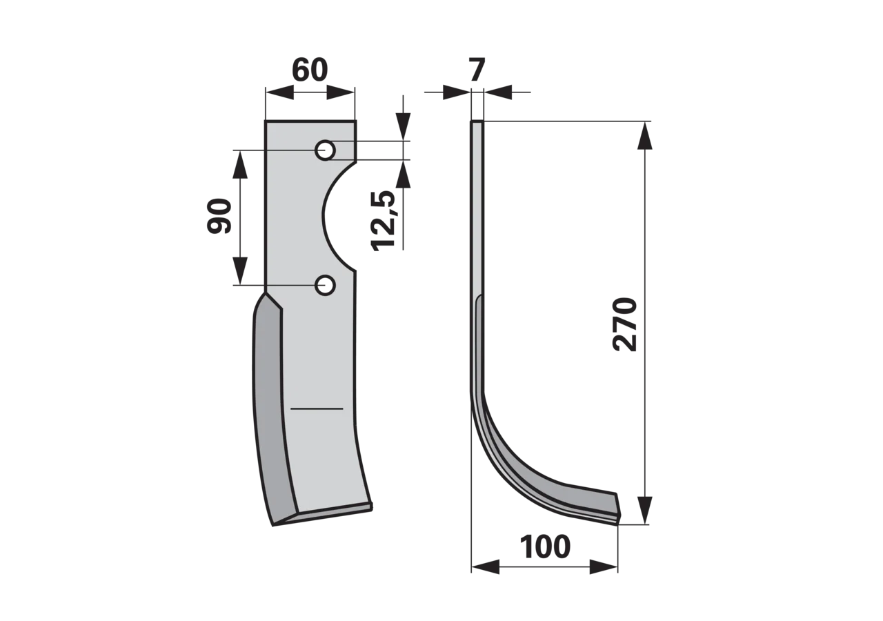 Bogenmesser rechts Breite 100 mm GartenShop24