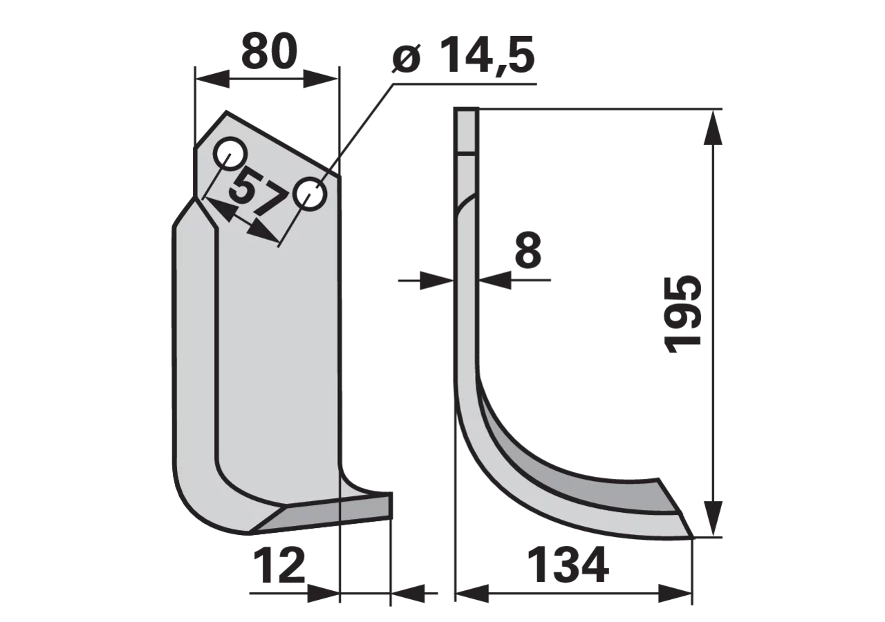 Bogenmesser rechts anstelle von Celli 722537 GartenShop24 - Hochwertige Gartengeräte
