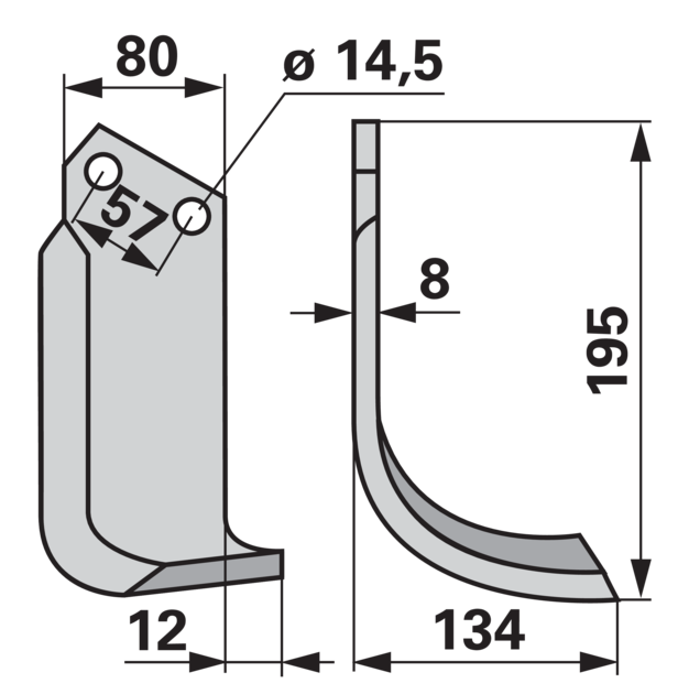 Bogenmesser rechts anstelle von Celli 722537 GartenShop24 - Hochwertige Gartengeräte