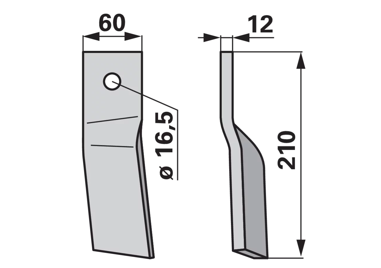 Fräsmesser rechts Howard 184216 60x210 mm – Ersatzteil für Bodenfräsen