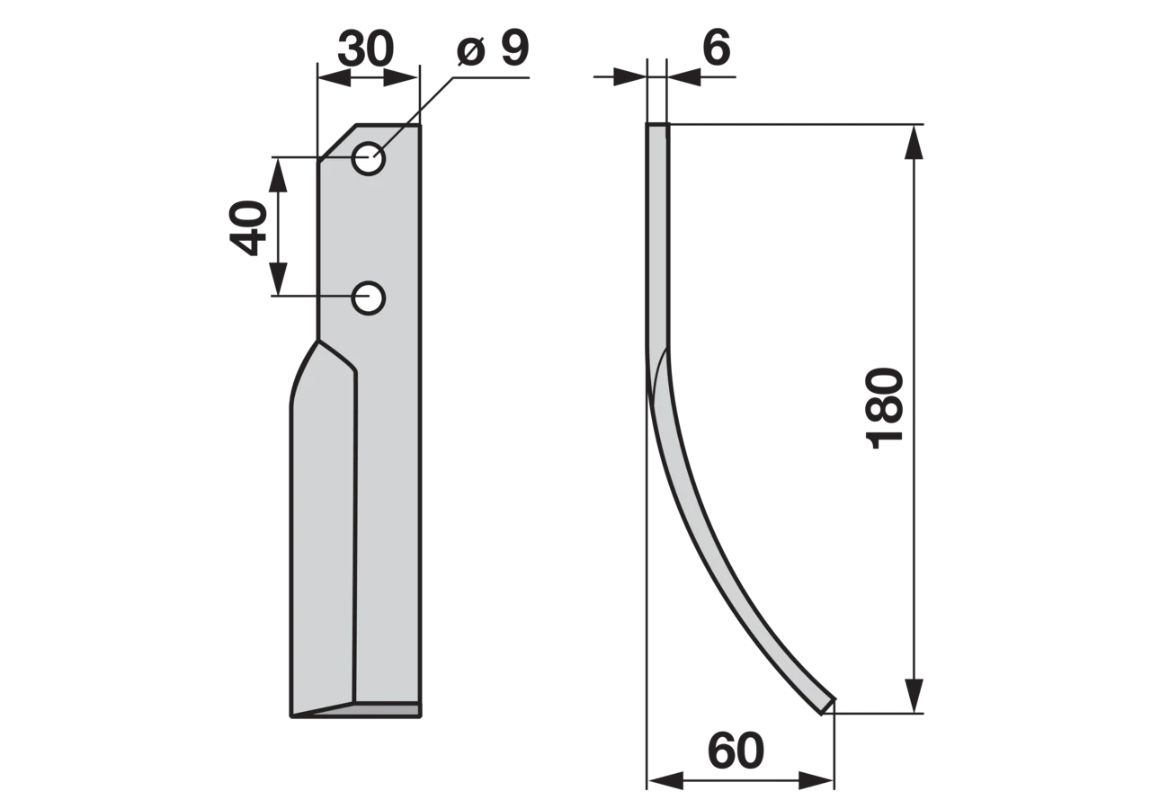 Bogenmesser rechts Breite 55 mm GartenShop24