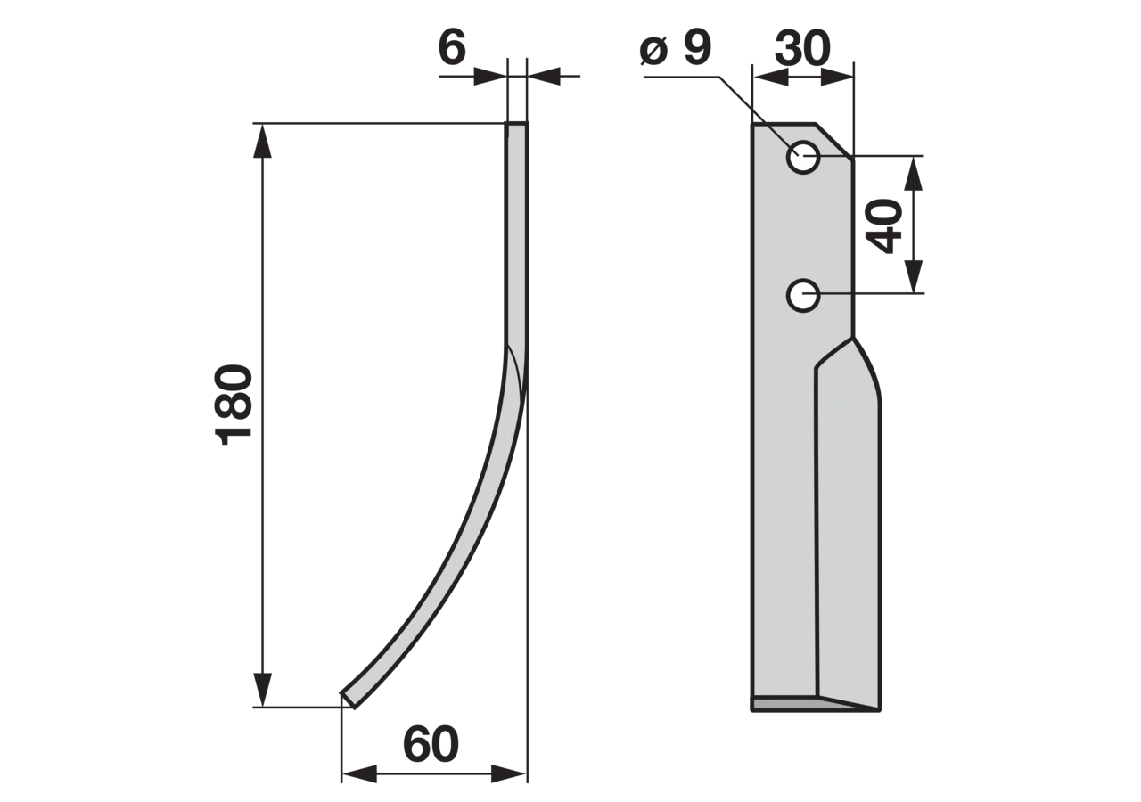 Bogenmesser links Breite 55 mm GartenShop24