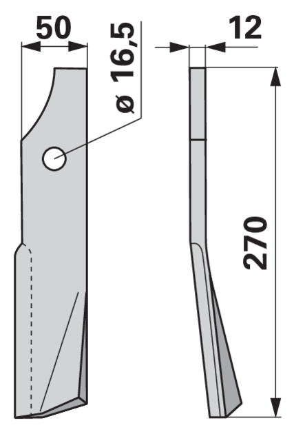 Fräsmesser rechts anstelle von Kuhn 51933800 GartenShop24 - Hochwertige Gartengeräte