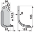 Bogenmesser rechts Detailansicht – Lochabstand 55 mm, Lochdurchmesser 14,5 mm, Stärke 8 mm