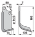Bogenmesser rechts 80x7 mm Höhe 186 mm – Detail Lochabstand 55 mm und Lochdurchmesser 14,5 mm