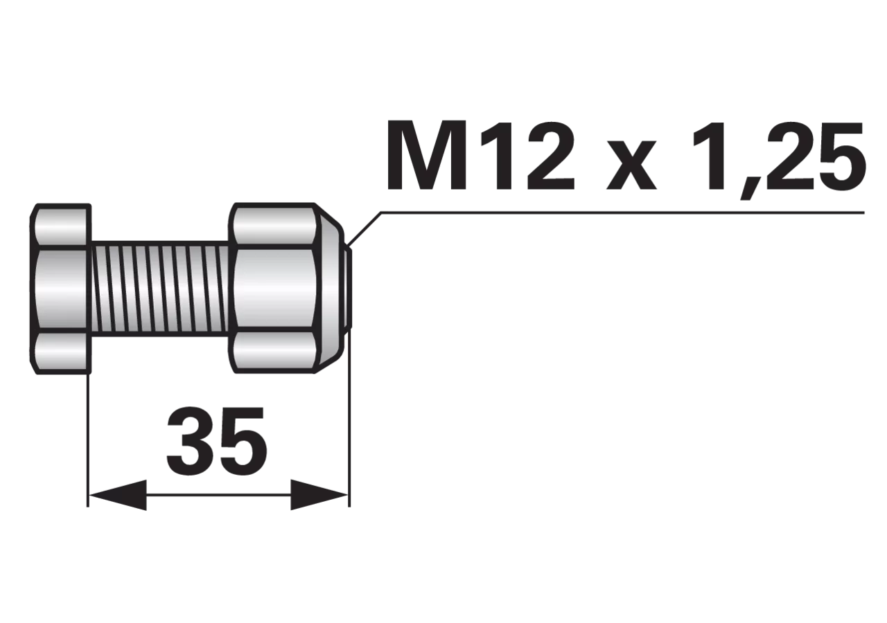 Frässchrauben M12 x 1,25 x 35 mm Güte 12.9 mit Sicherungsmutter, 10 Stück