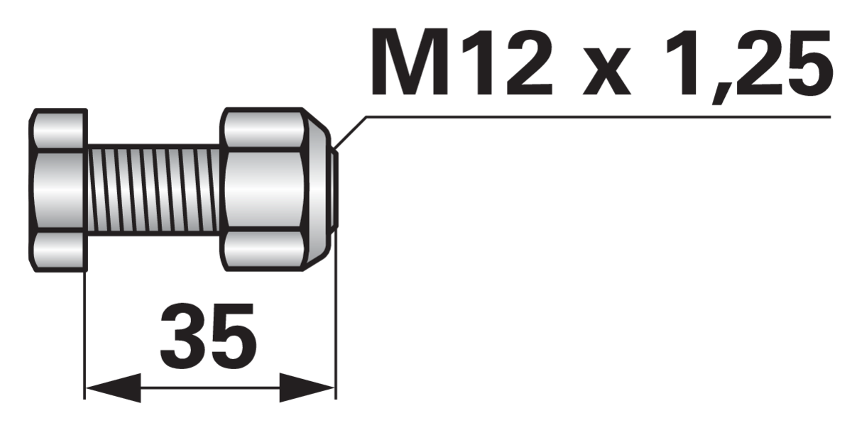 Detailansicht Frässchrauben M12 x 1,25 x 35 mm Güte 12.9 – Feingewinde und Sicherungsmutter