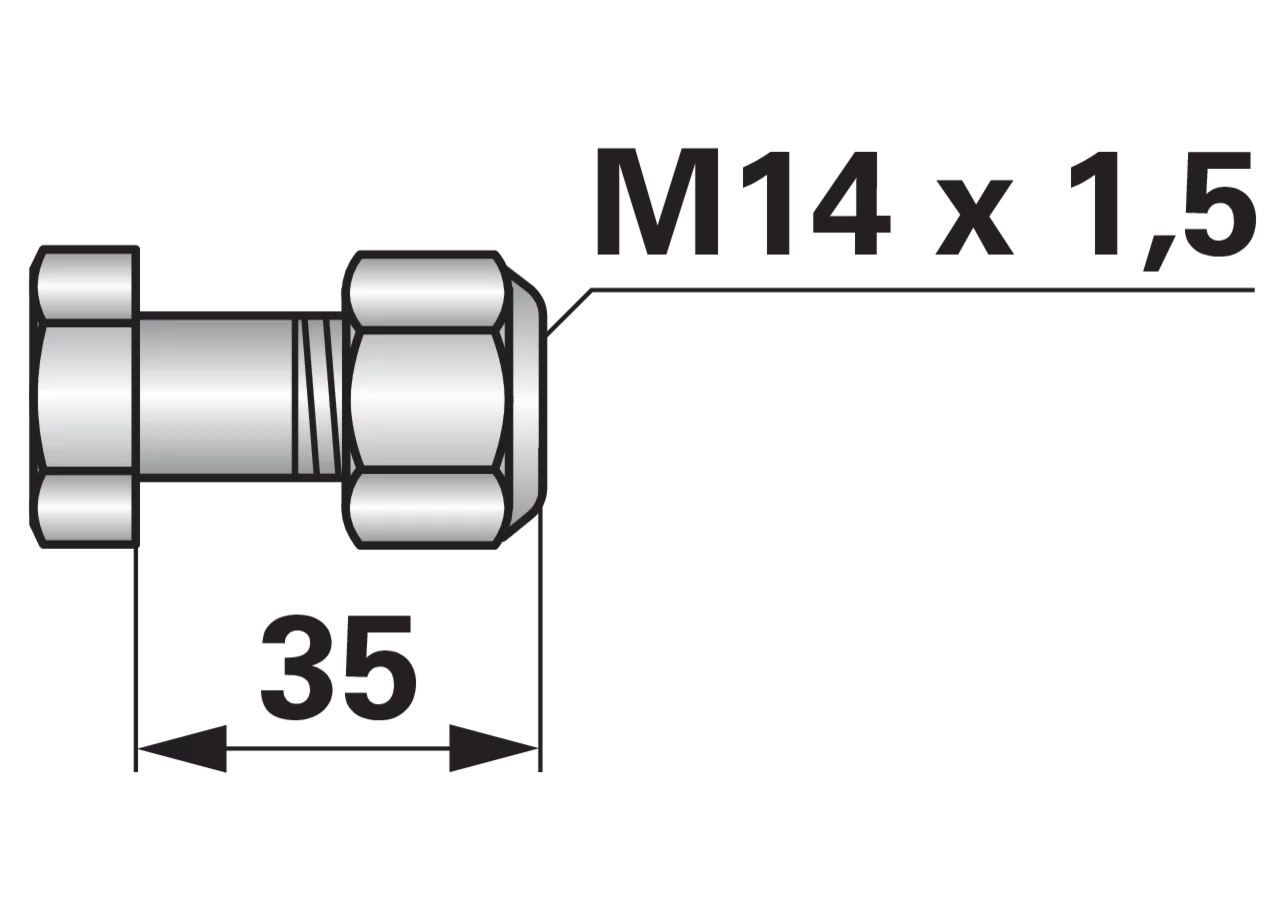 Frässchrauben M14x1,5x35 Güte 12.9 mit SI-Mutter, 10 Stück für Bodenfräsen
