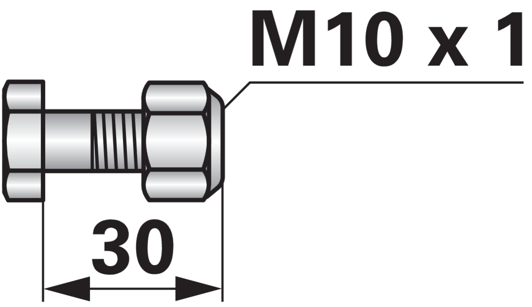 Frässchraube M10x1x30 Güte 10.9 mit Sicherungsmutter GartenShop24 - Hochwertige Gartengeräte