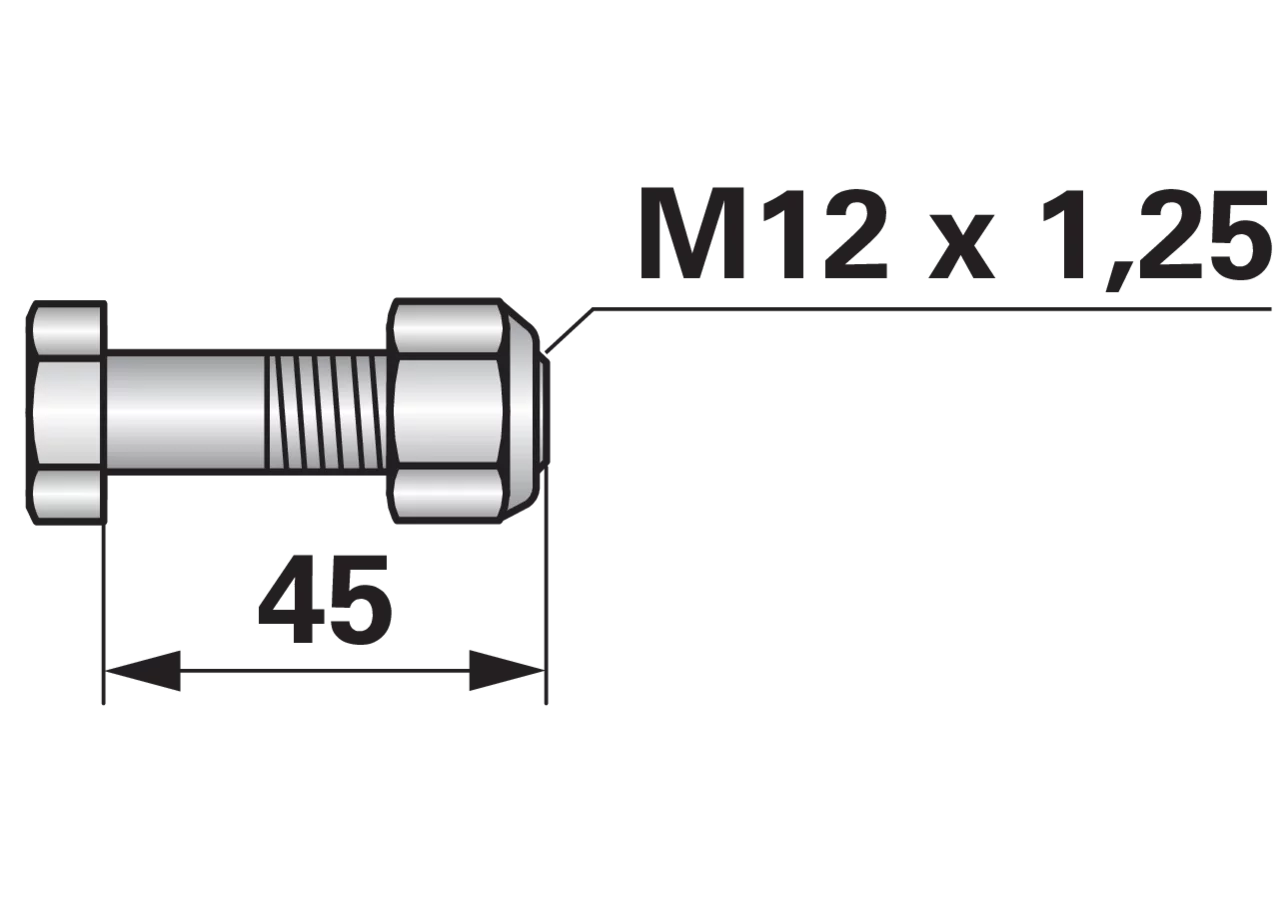 Frässchrauben M12x1,25x45 Güte 12.9 mit SI-Mutter, 10 Stück GartenShop24 - Hochwertige Gartengeräte