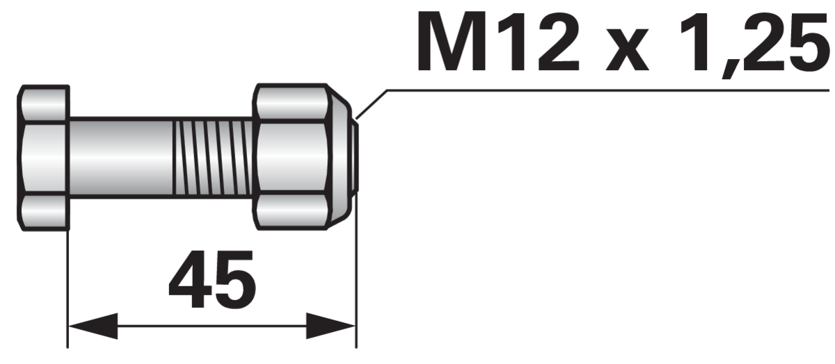 Frässchrauben M12x1,25x45 Güte 12.9 mit SI-Mutter, 10 Stück GartenShop24 - Hochwertige Gartengeräte