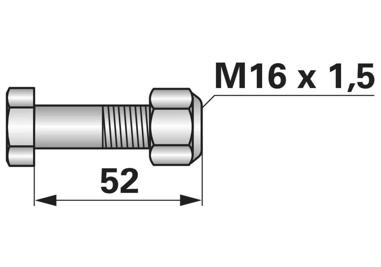 Frässchraube M16 x 1,5 x 52 Güte 12.9 mit SI-Mutter GartenShop24 - Hochwertige Gartengeräte