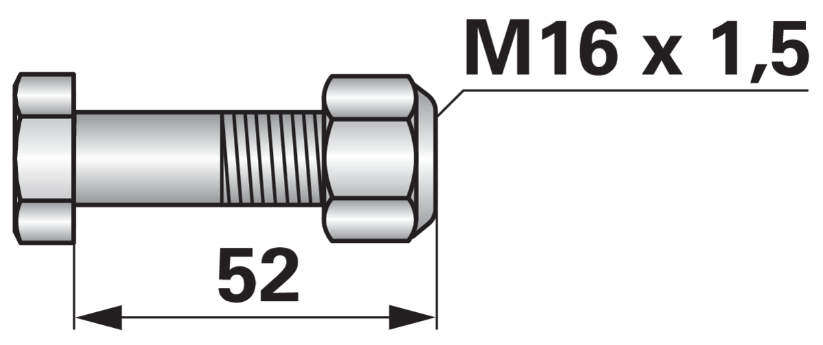Frässchraube M16 x 1,5 x 52 Güte 12.9 mit SI-Mutter GartenShop24 - Hochwertige Gartengeräte