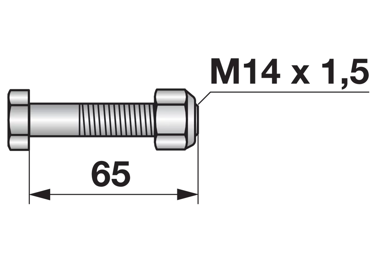 Frässchrauben M14x1,5x65 Güte 12.9 mit SI-Mutter 1 Stück GartenShop24