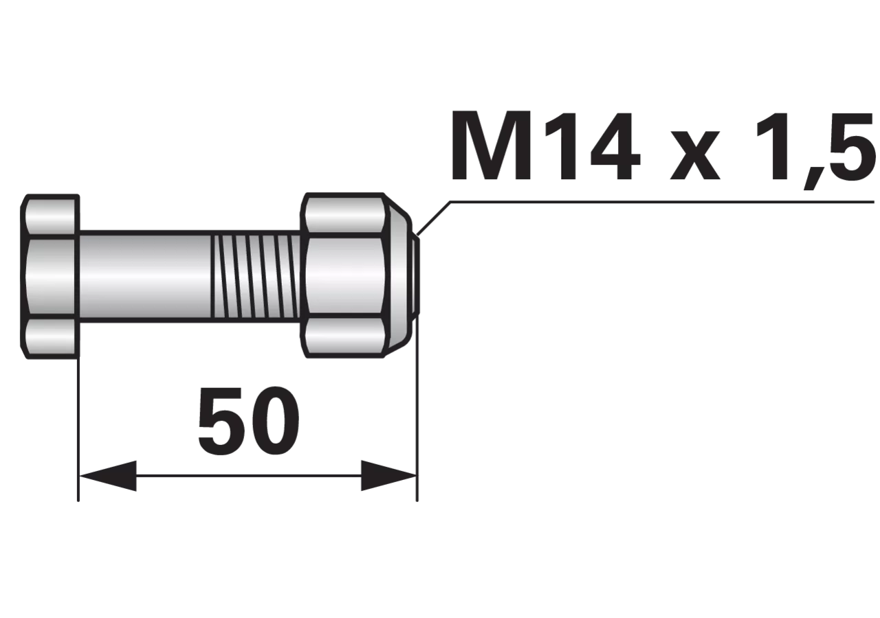 Frässchraube M14 x 1,5 x 50 Güte 12.9 mit SI-Mutter GartenShop24 - Hochwertige Gartengeräte